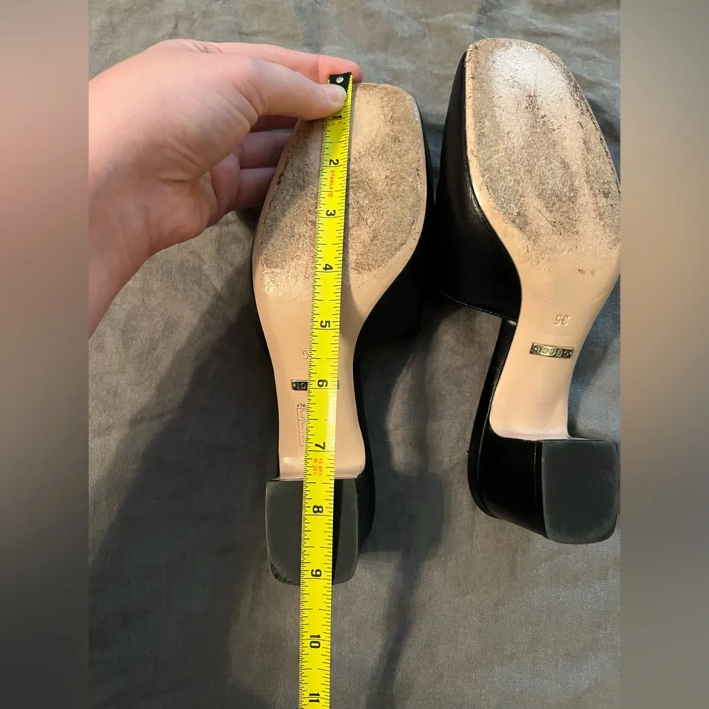 Gucci— Madelyn Malaga Crystal Square G Leather Mules 35 / 36 Block Heel - Picture 3 of 16